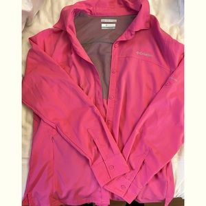 Colombia pink button down sun protection shirt